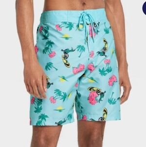 BATMAN SURFER LIGHT BLUE SWIM TRUNKS NWT LARGE